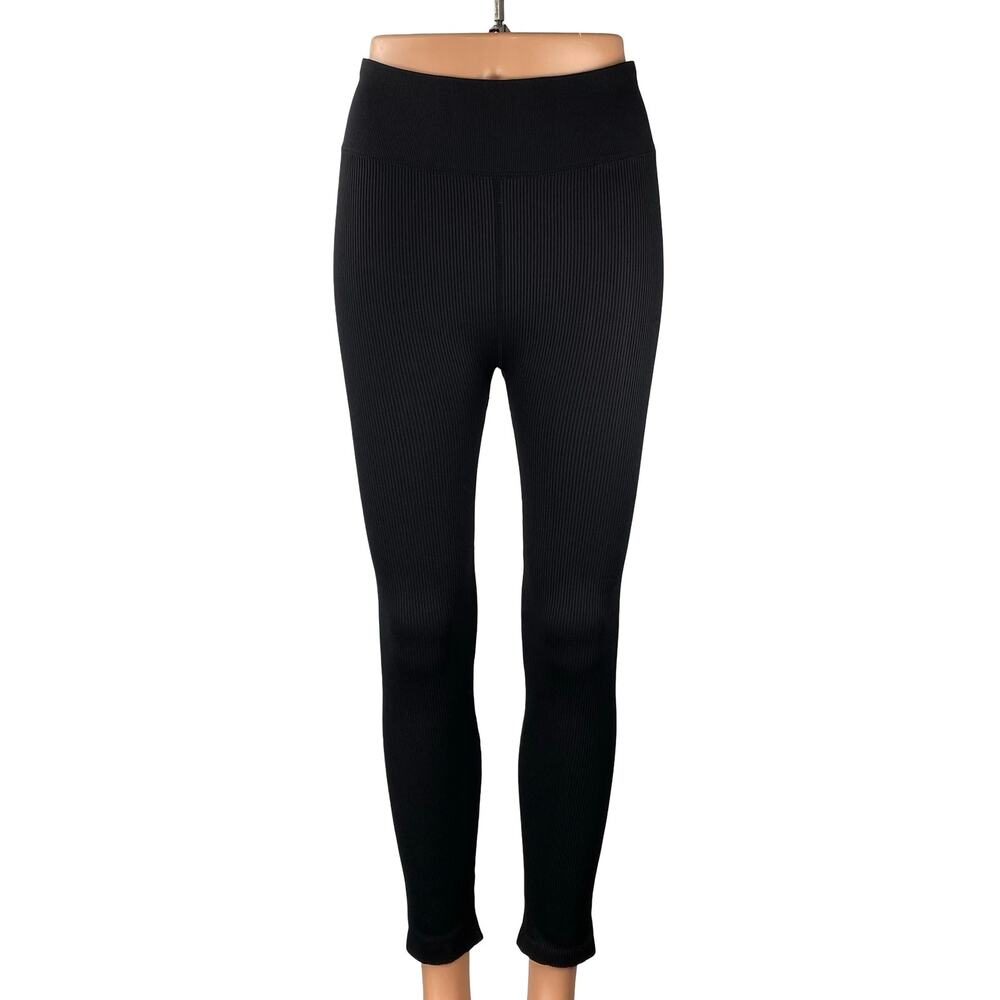 Calvin Klein Black Ribbed Skinny Yoga Gym Athletic Activewear Leggings Pants M